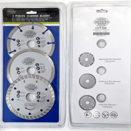 3pce Diamond Cutting Blade Set – 115mm x 22.25