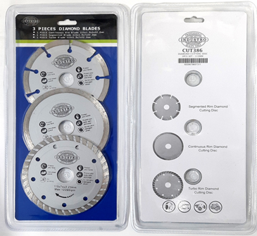 3pce Diamond Cutting Blade Set – 115mm x 22.25 3pce Diamond Cutting Blade Set – 115mm x 22.25