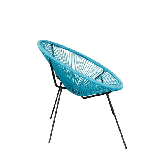 Acapulco Round Rattan & Steel Patio Chair – Turquoise Outdoor Accent Chair Acapulco Round Rattan & Steel Patio Chair – Turquoise Outdoor Accent Chair - Image 2