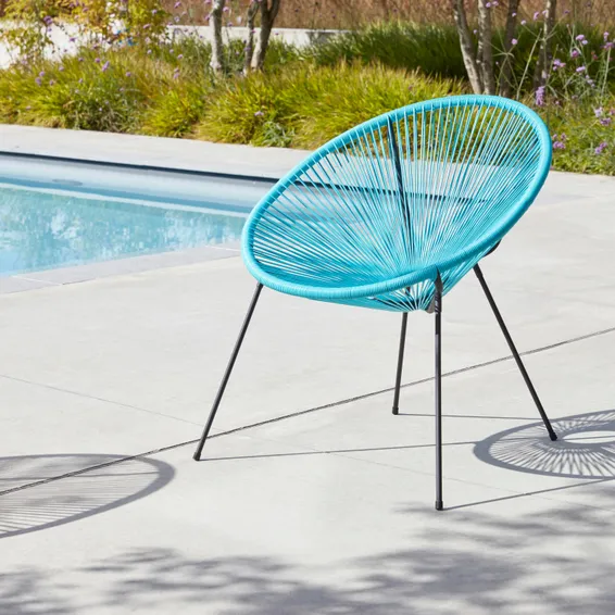 Acapulco Round Rattan & Steel Patio Chair – Turquoise Outdoor Accent Chair Acapulco Round Rattan & Steel Patio Chair – Turquoise Outdoor Accent Chair - Image 3