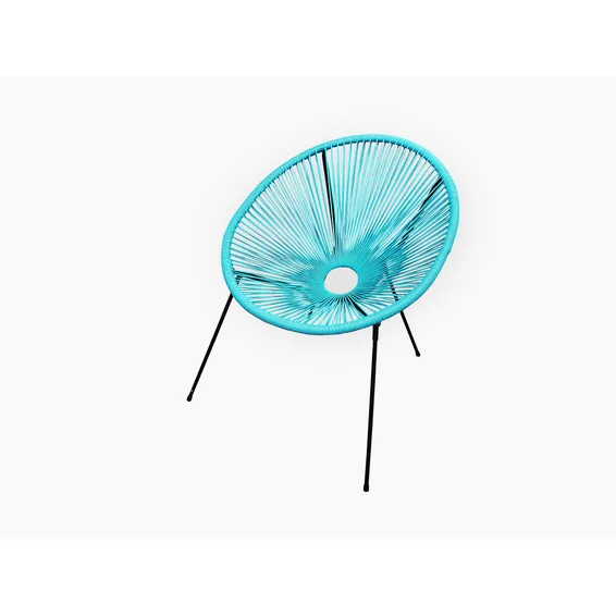 Acapulco Round Rattan & Steel Patio Chair – Turquoise Outdoor Accent Chair Acapulco Round Rattan & Steel Patio Chair – Turquoise Outdoor Accent Chair - Image 5