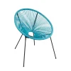 Acapulco Round Rattan & Steel Patio Chair – Turquoise Outdoor Accent Chair